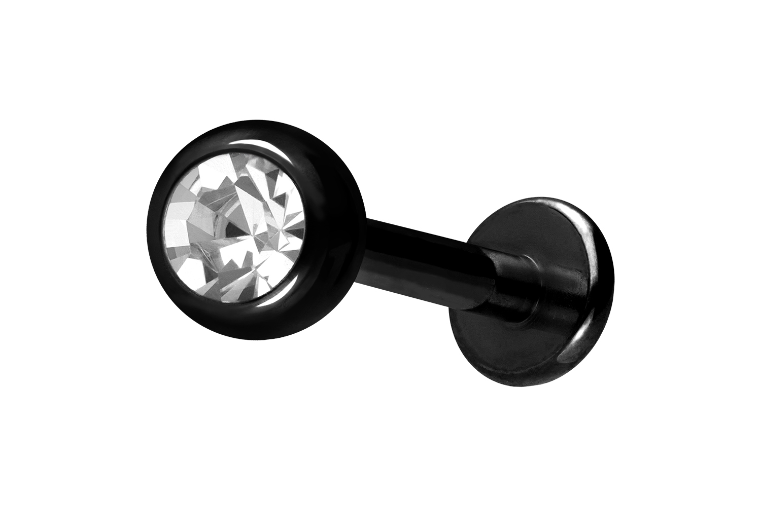Titan Labret Piercing mit Innengewinde KRISTALL